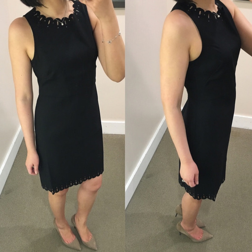 Loft Black Eyelet Trim Dress